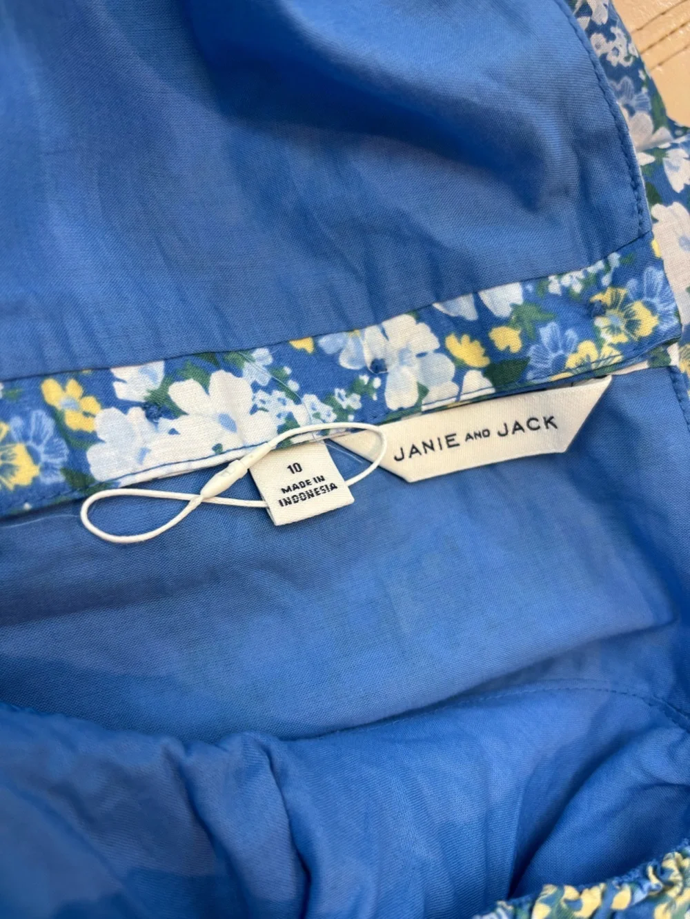 Janie and Jack Natalie Floral Smocked Bubble Sleeve Dress Lapis Floral Size 10